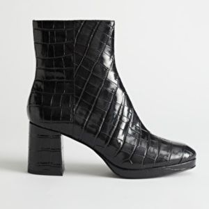 & Other Stories Croc Leather Platform Boots